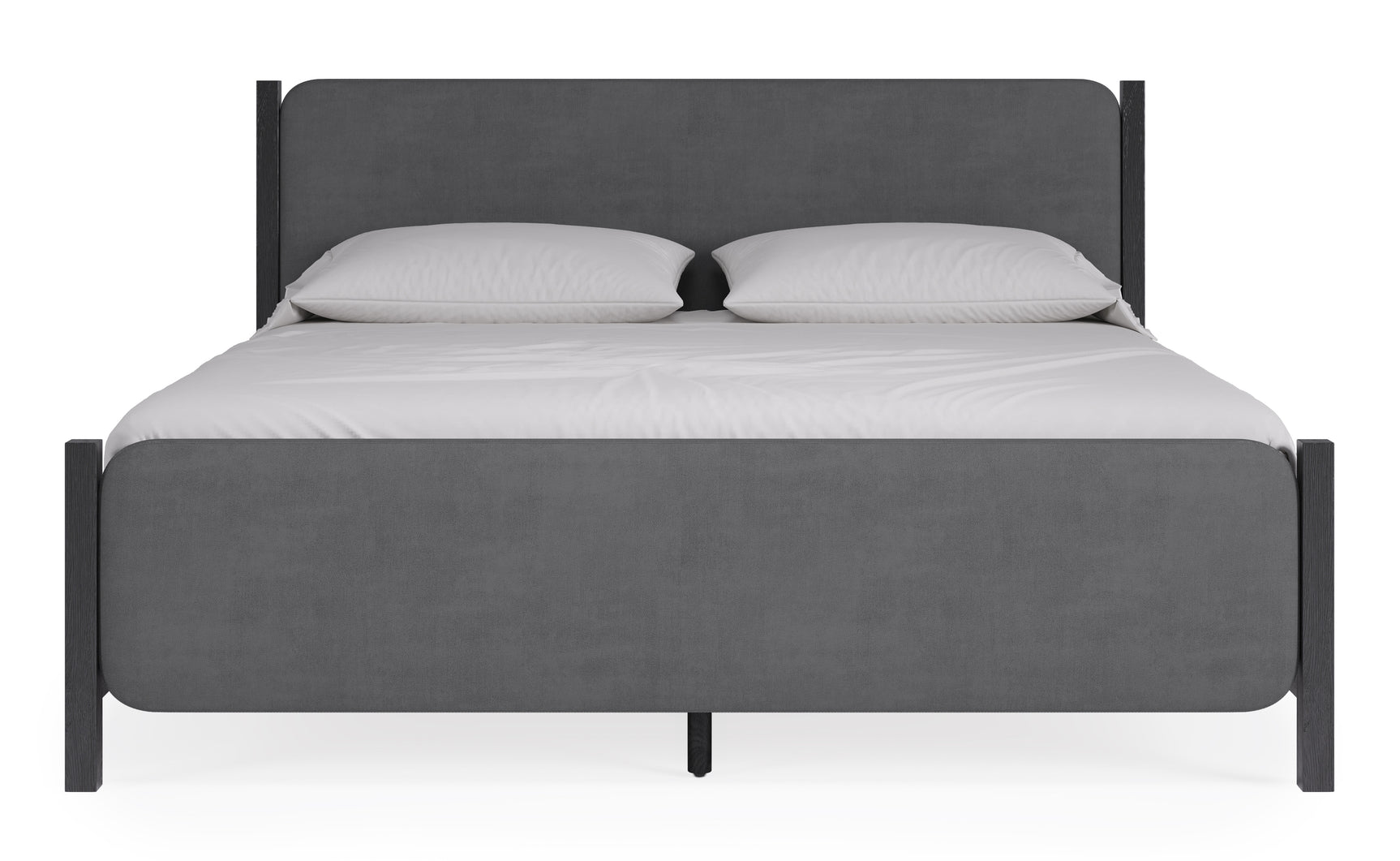 Elora Wood and Velvet Eastern King Upholstered Bed in Jet and Charcoal - Ornate Home