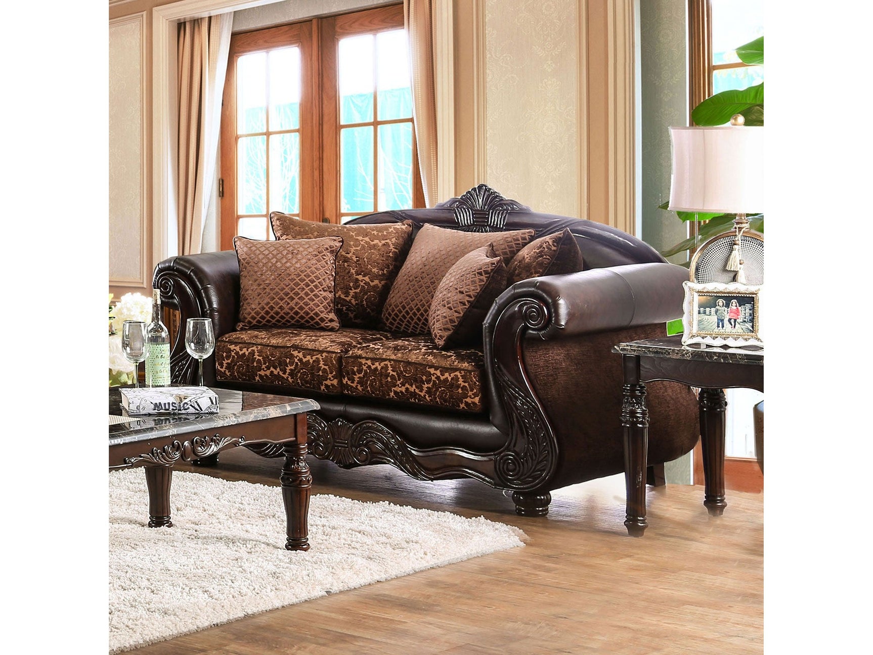 Elpis Brown/Espresso Loveseat - Ornate Home