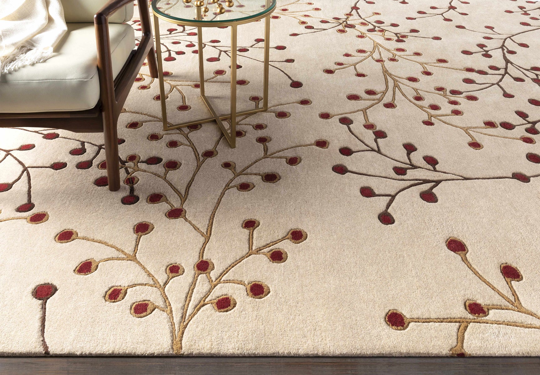 Elsu Beige&Burgandy Wool Rug - Ornate Home