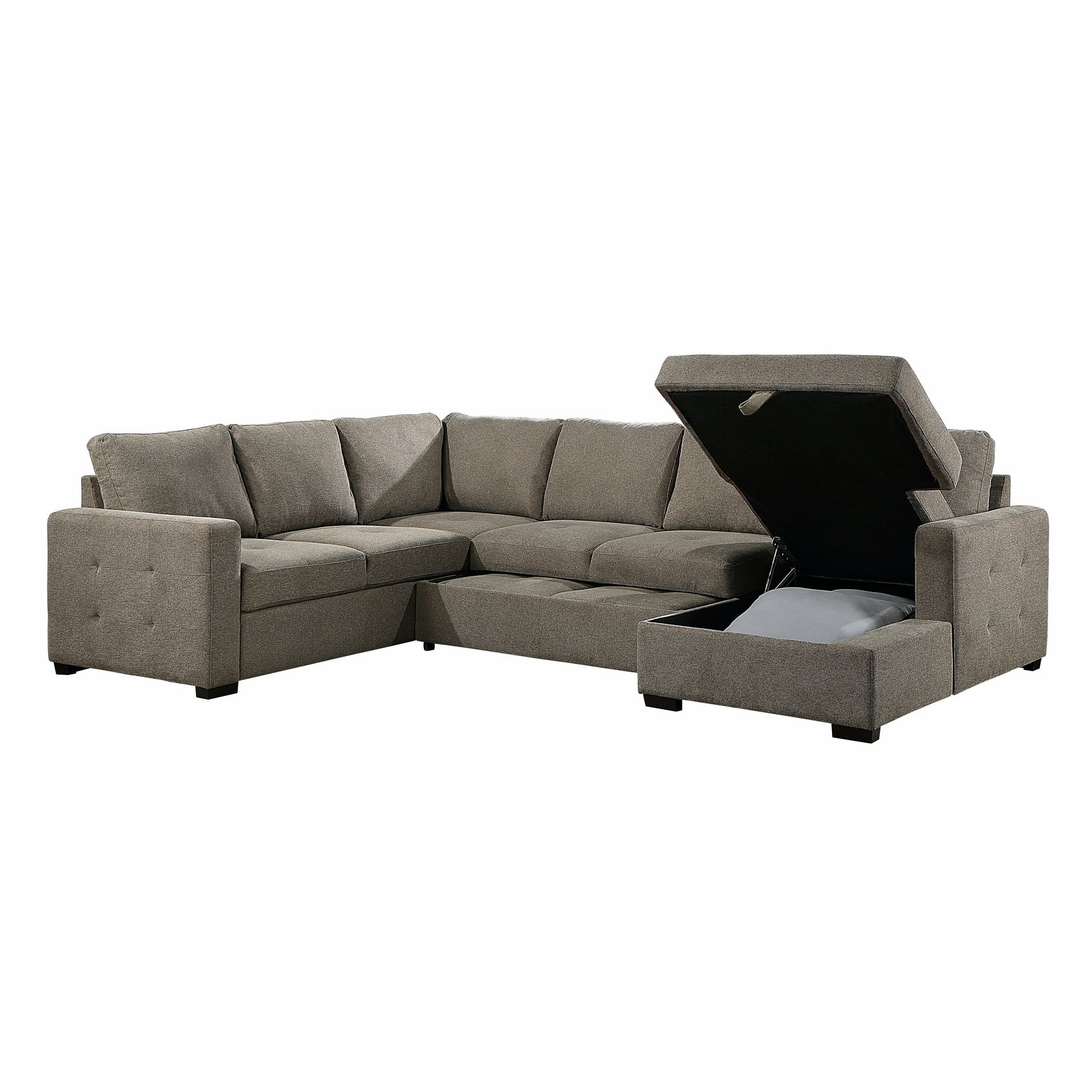 Elton Brown 3-Piece Sectional with Pull-Out Bed w/Right Chaise - Ornate Home