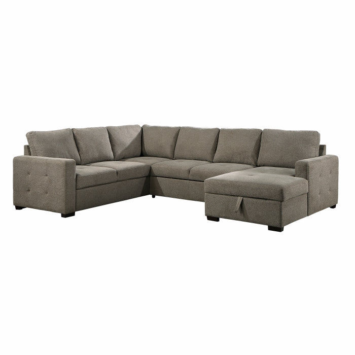 Elton Brown 3-Piece Sectional with Pull-Out Bed w/Right Chaise - Ornate Home
