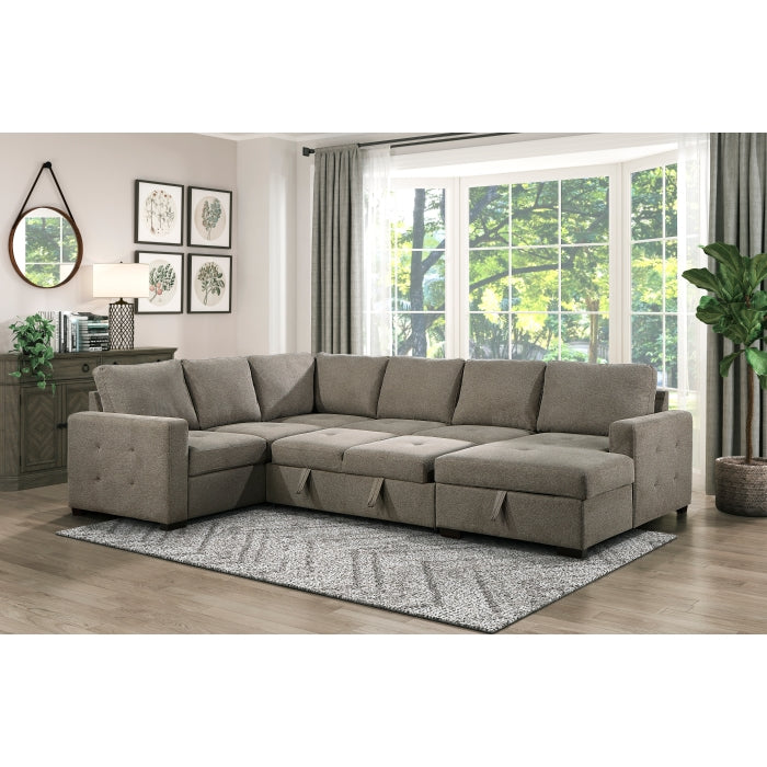 Elton Brown 3-Piece Sectional with Pull-Out Bed w/Right Chaise - Ornate Home