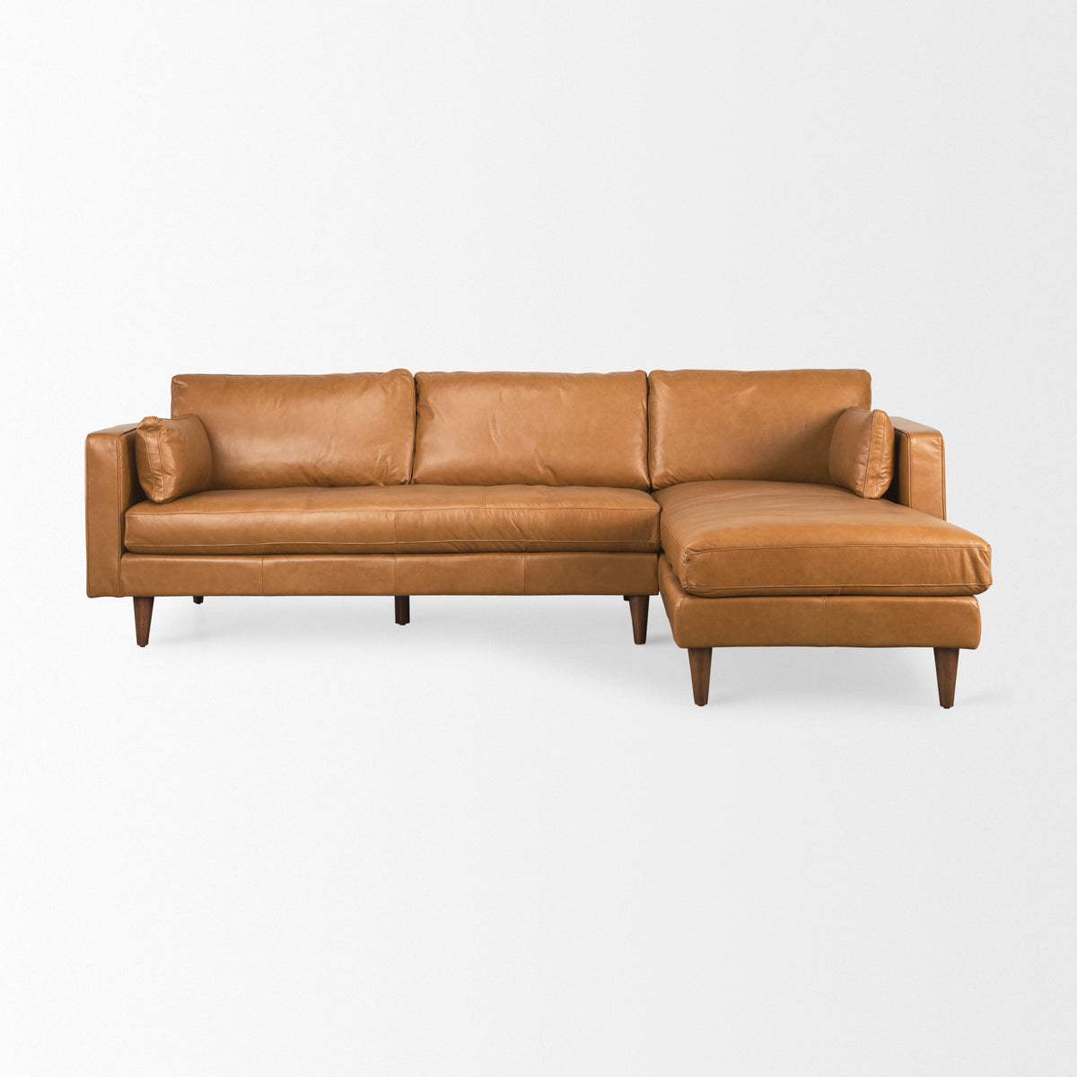 Elton Tan Leather Right Chaise Sectional - Ornate Home