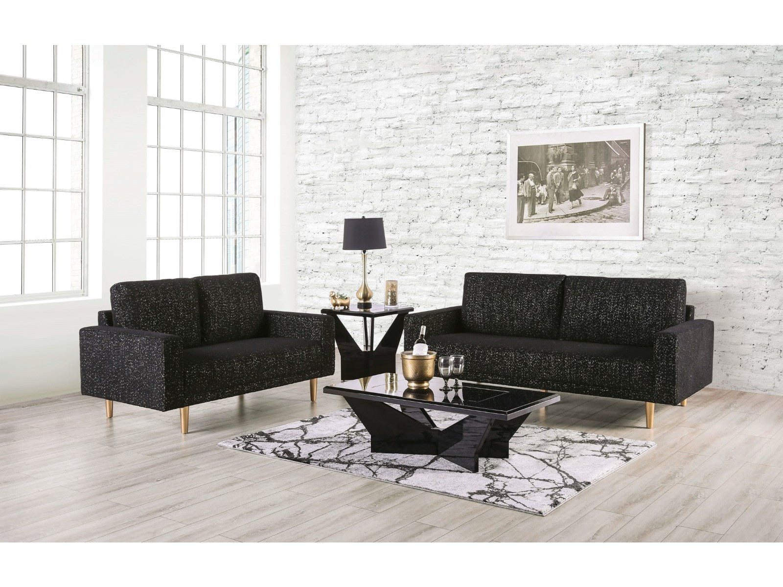 Elverum Black Sofa & Loveseat - Ornate Home