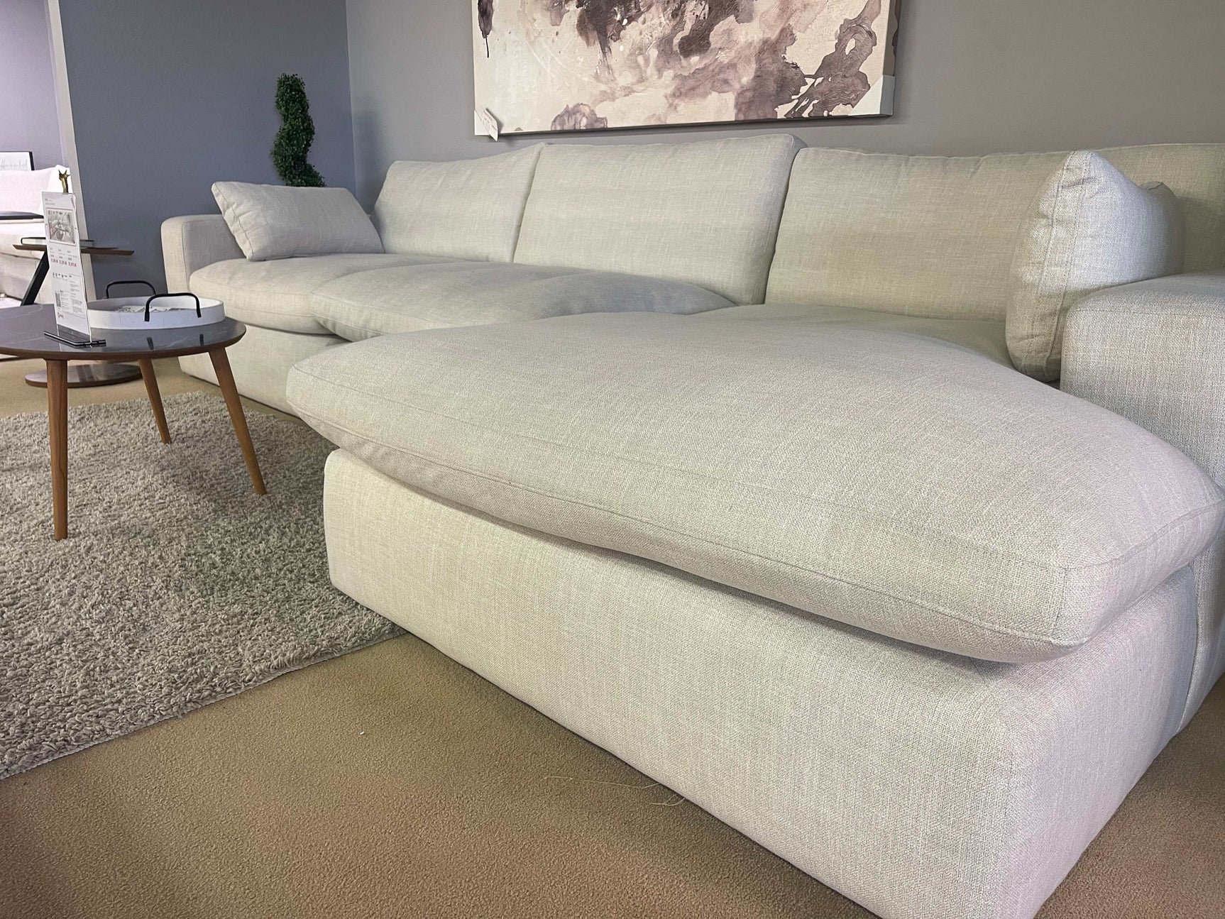 Elyza Linen 3pc Sectional Sofa w/ RAF Corner Chaise (Online Special Price) - Ornate Home