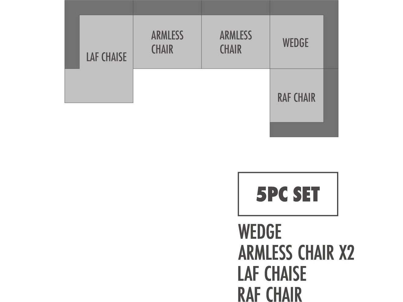 Elyza Linen 5pc Sectional Sofa w/ LAF Corner Chaise (Online Special Price) - Ornate Home