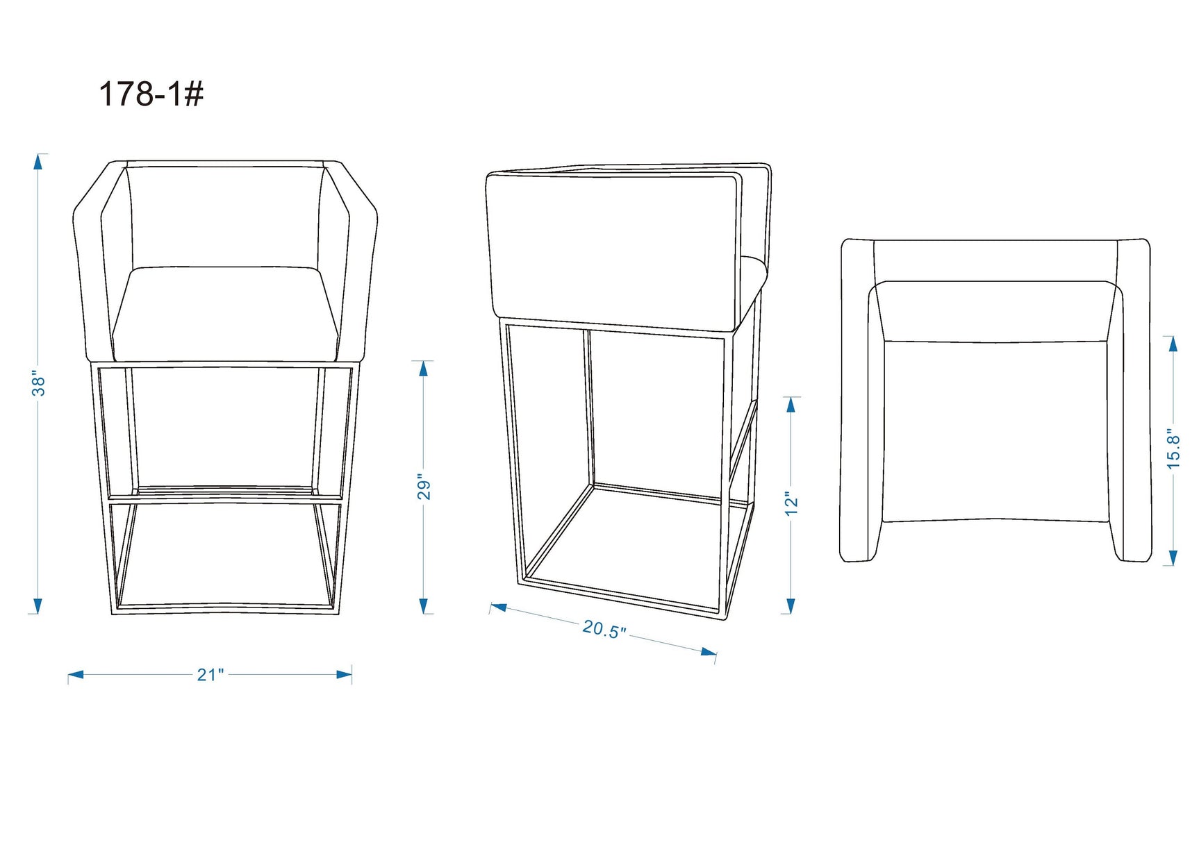 Embassy Barstool in Grey and Black (set of 2) - Ornate Home