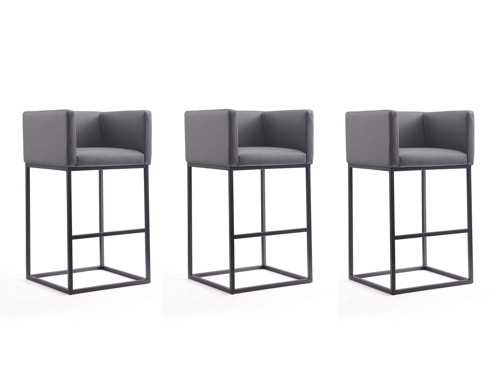 Embassy Barstool in Grey and Black (set of 3) - Ornate Home