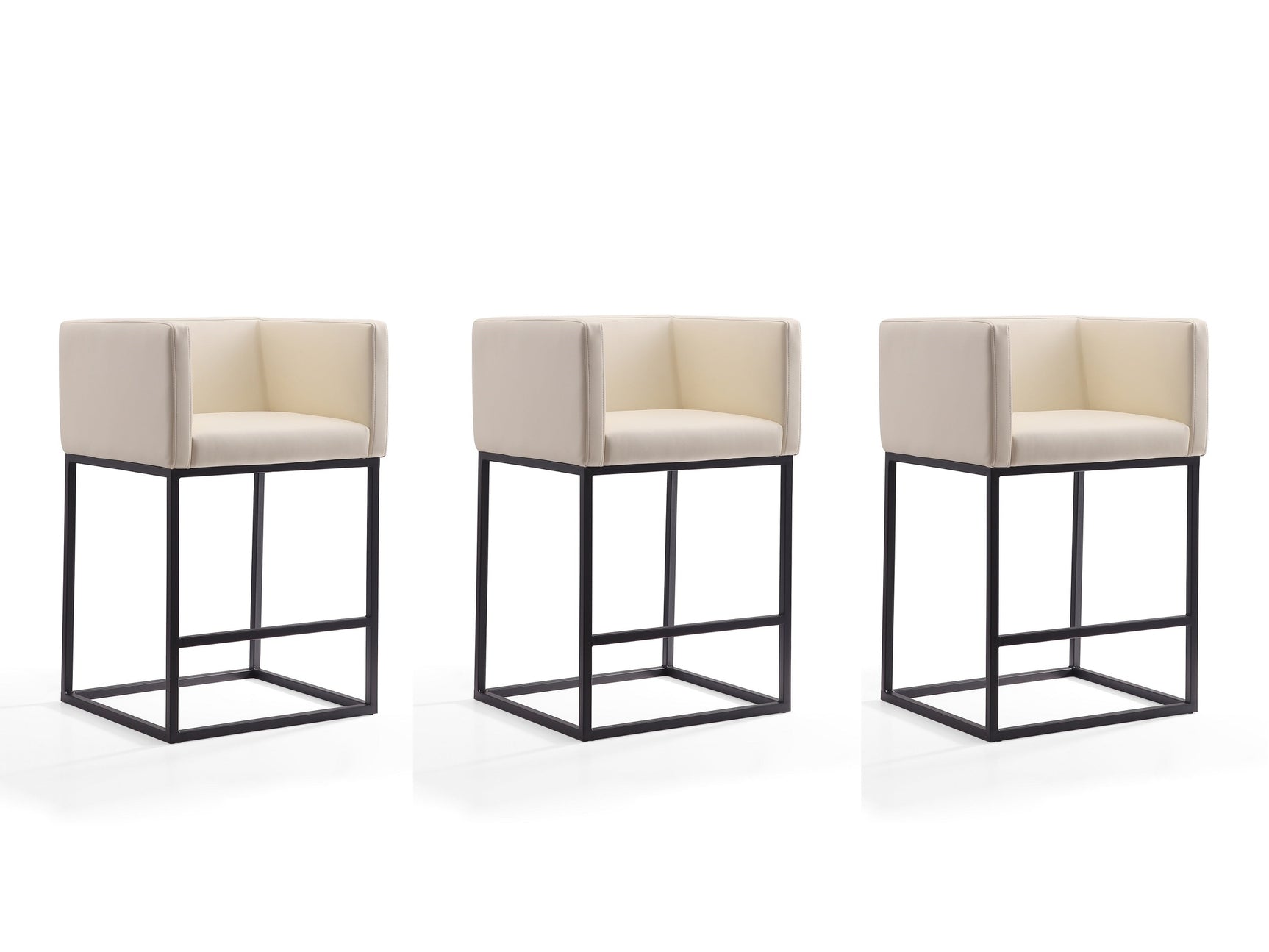 Embassy Counter Stool in Cream and Black (set of 3) - Ornate Home