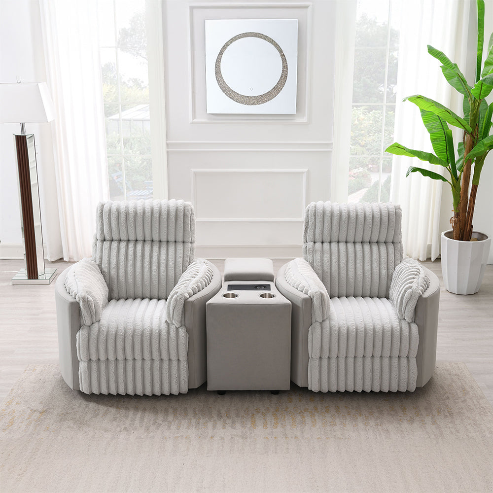 Emee Gray Corduroy Console w/USB - Ornate Home