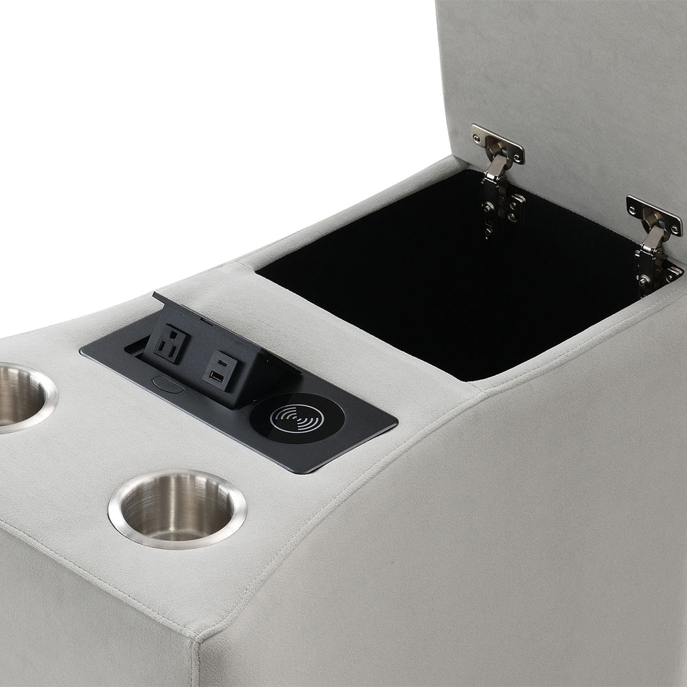 Emee Gray Corduroy Console w/USB - Ornate Home