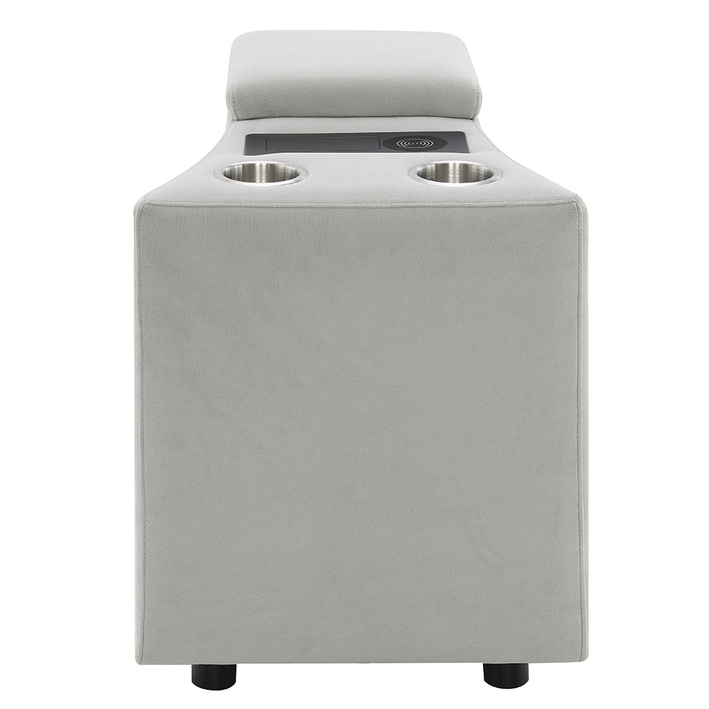 Emee Gray Corduroy Console w/USB - Ornate Home