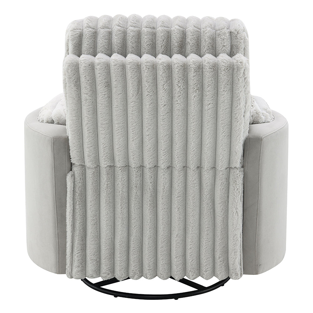 Emee Gray Corduroy Glider Recliner W/Swivel - Ornate Home