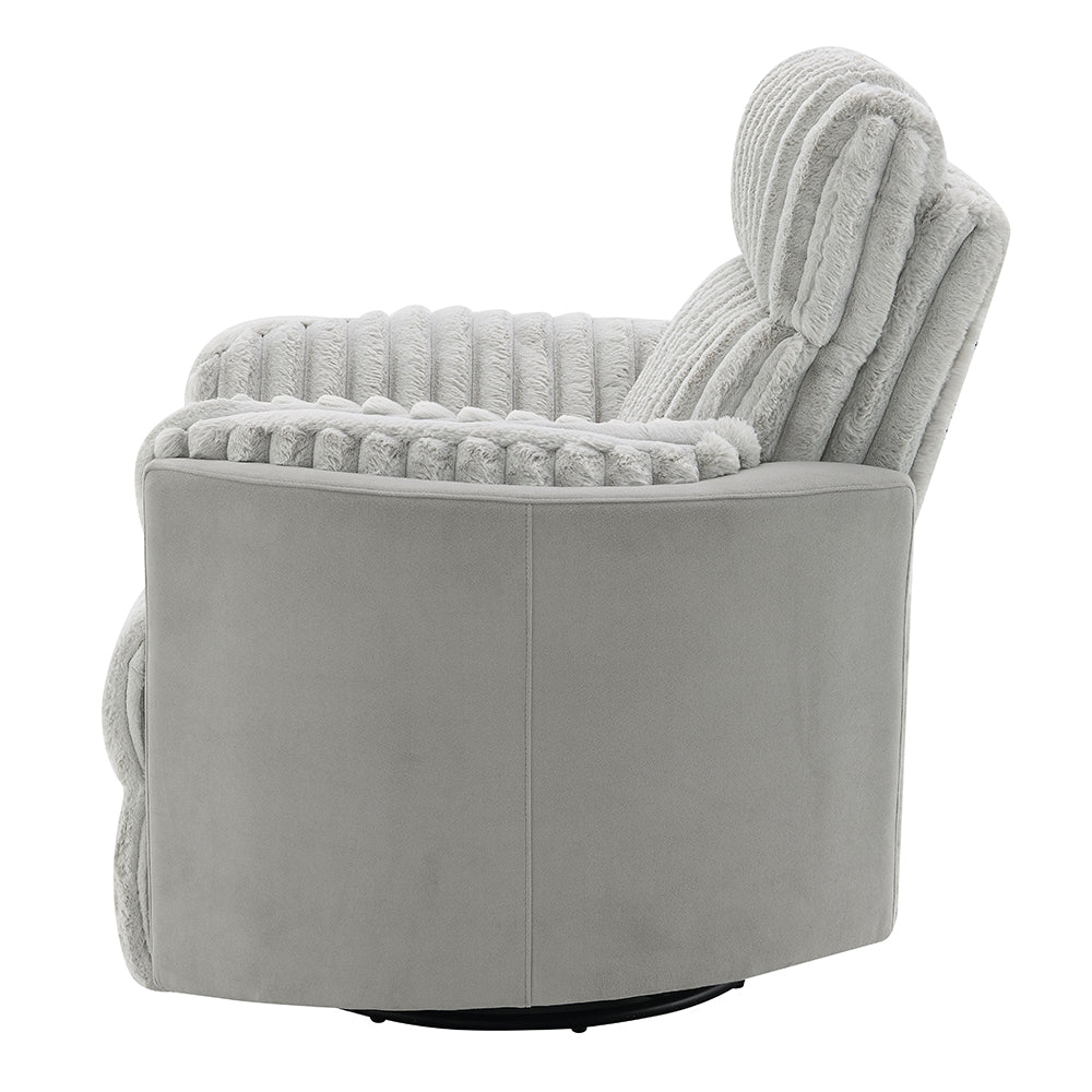 Emee Gray Corduroy Glider Recliner W/Swivel - Ornate Home