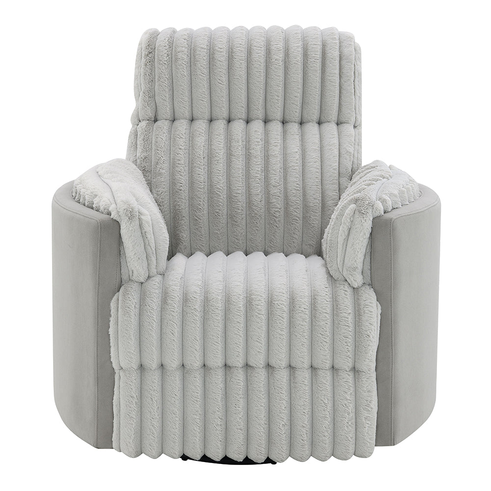 Emee Gray Corduroy Glider Recliner W/Swivel - Ornate Home