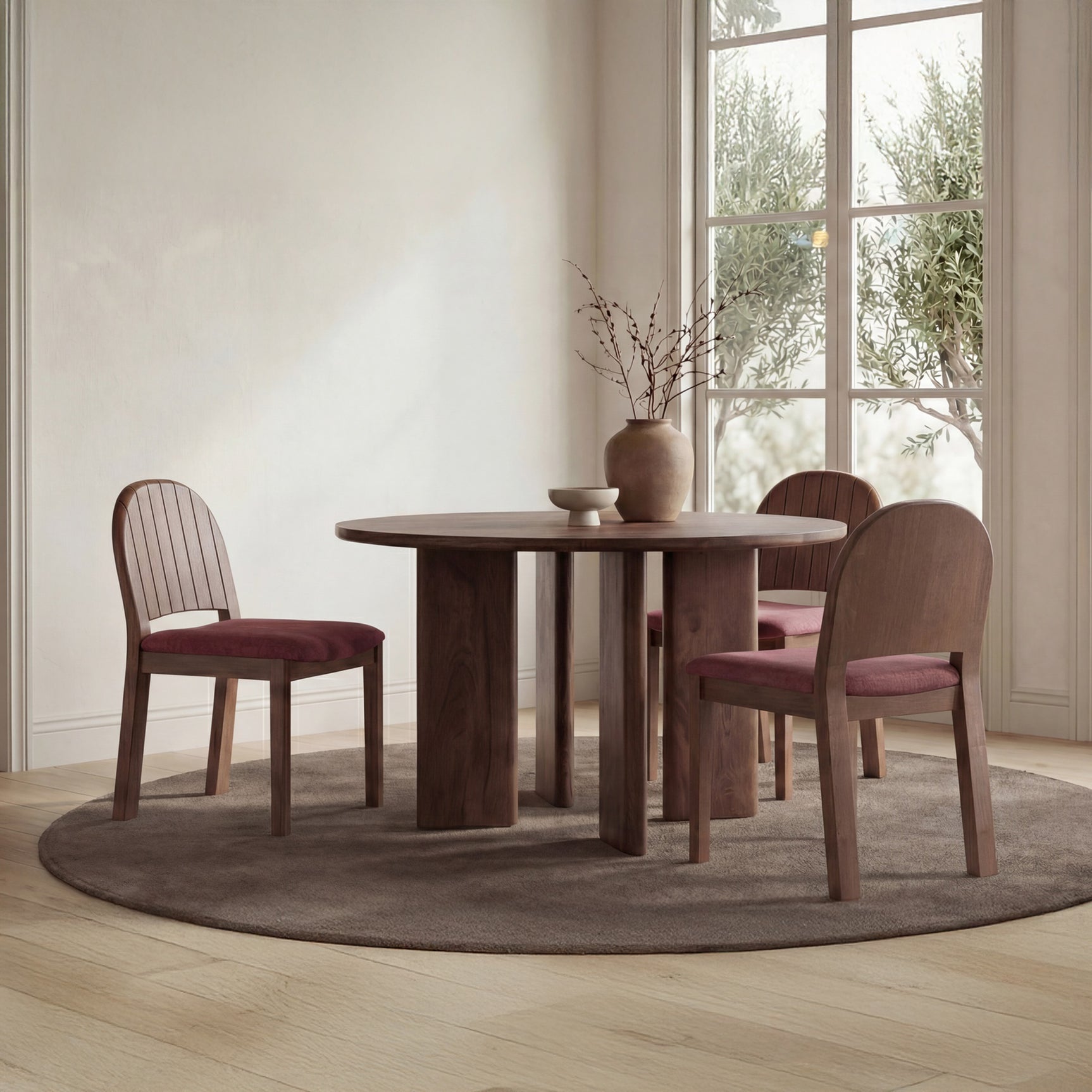 Emil Berry/Natural Walnut Dining Chair (Set of 2) - Ornate Home