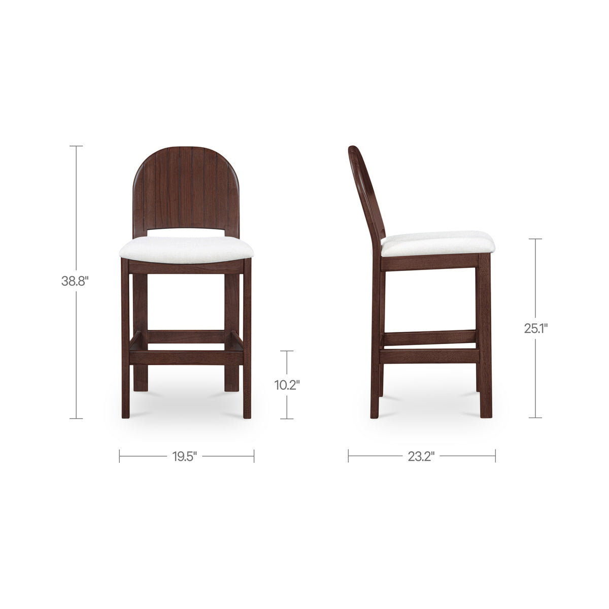 Emil Cream/Natural Walnut Counter Stool - Ornate Home