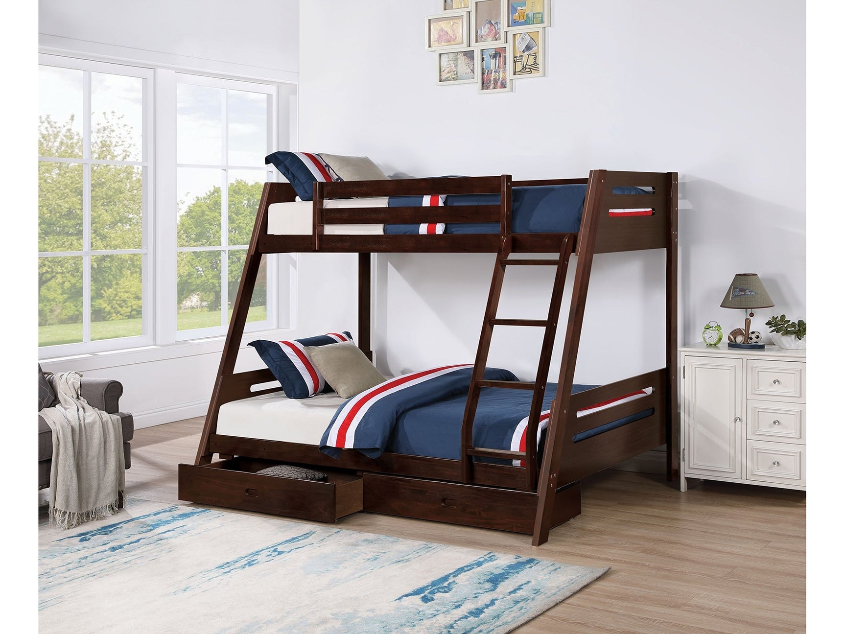 Emilee Espresso Twin/Full Bunk Bed - Ornate Home