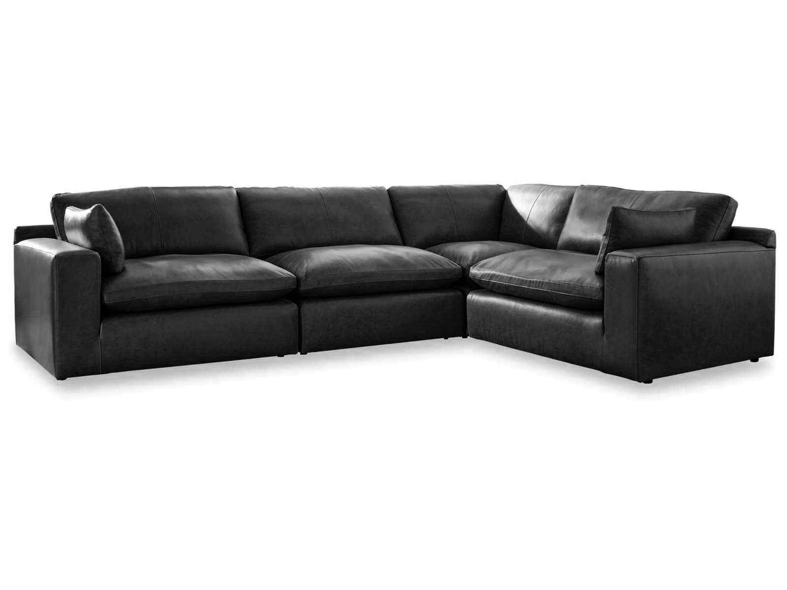 Emilia Black Leather 4pc Modular Sectional Sofa (Online Special Price) - Ornate Home