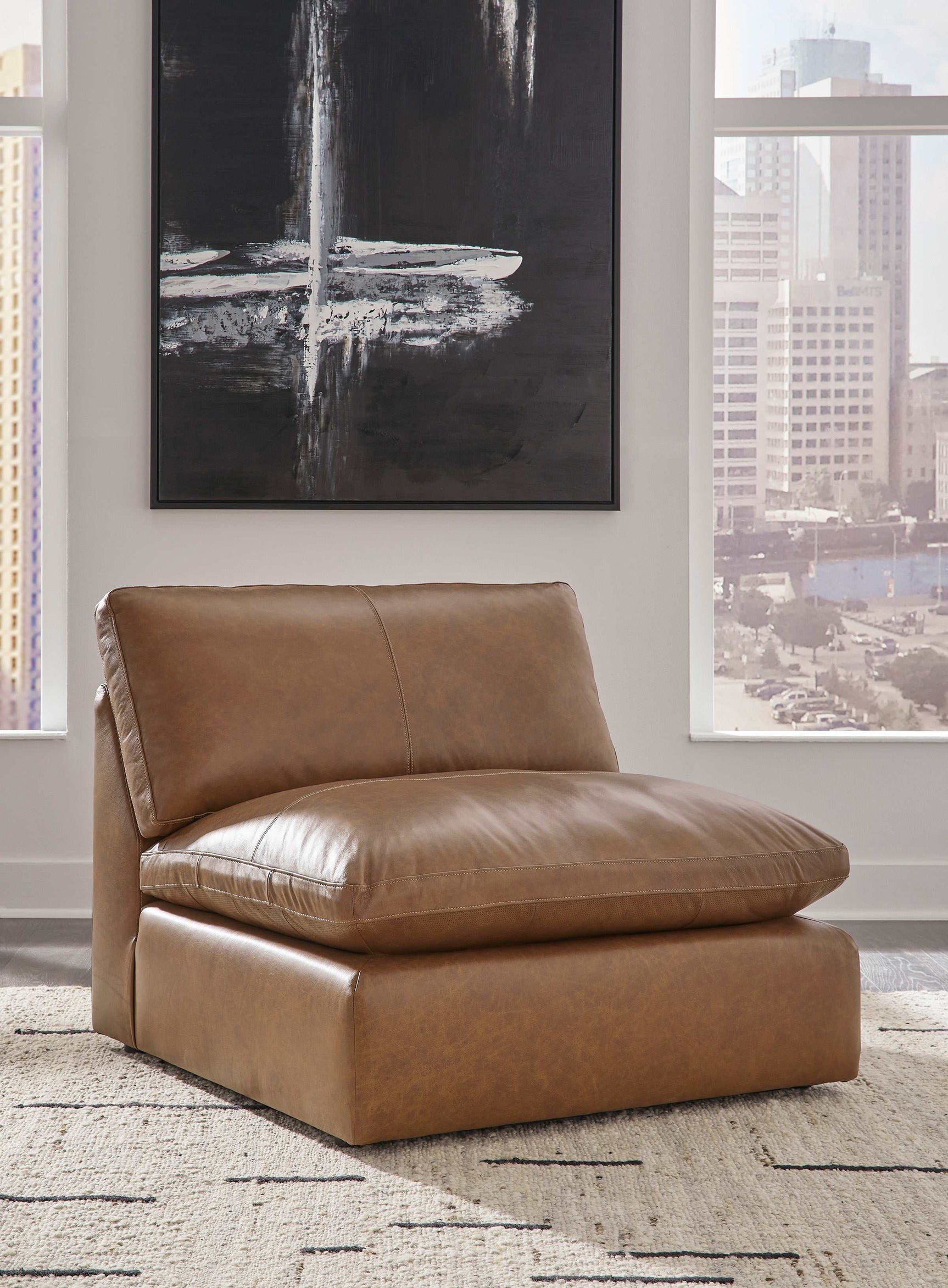 Emilia Caramel Leather 5pc Modular Sectional Living Room Set (Online Special Price) - Ornate Home