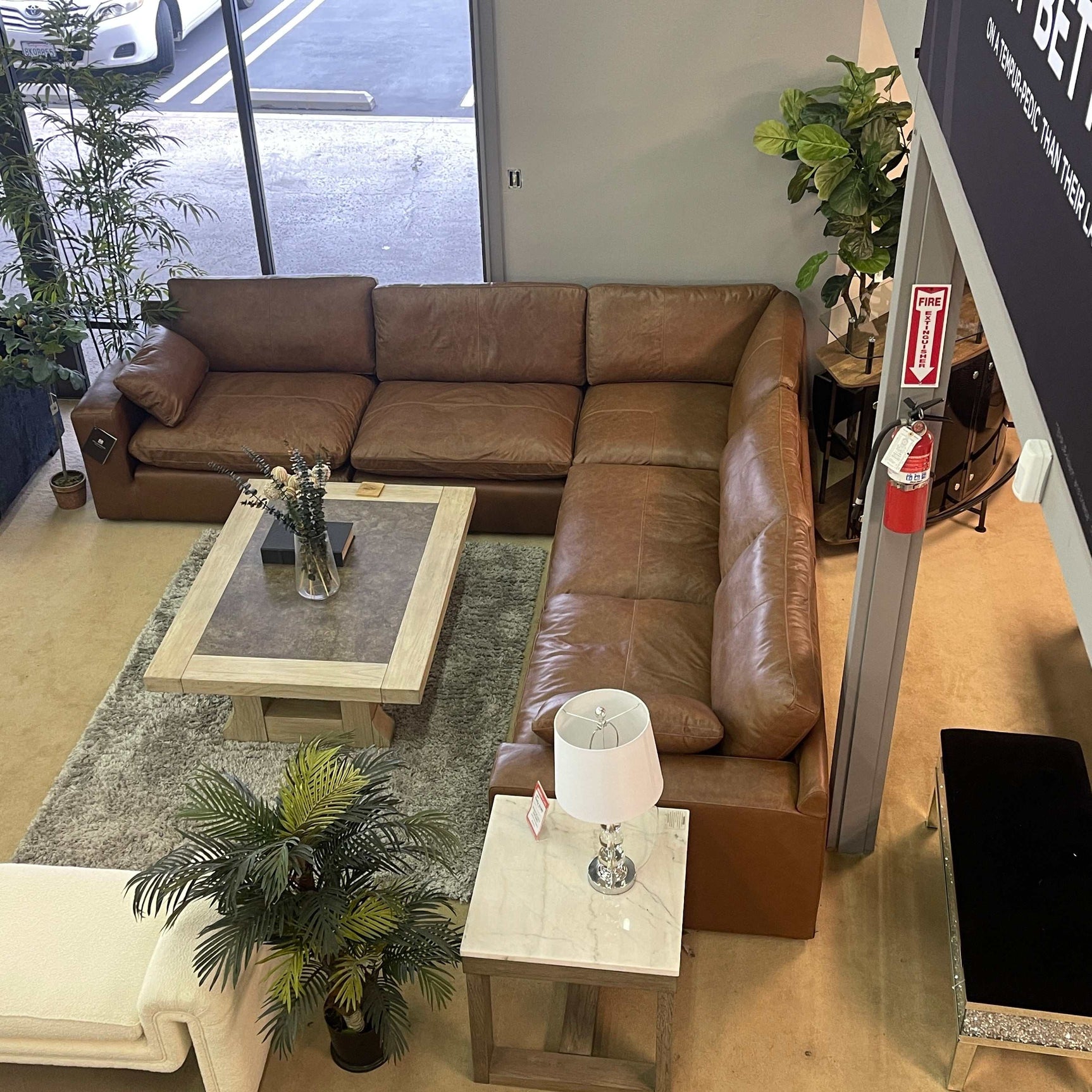 Emilia Caramel Leather 5pc Modular Sectional (Online Special Price) - Ornate Home