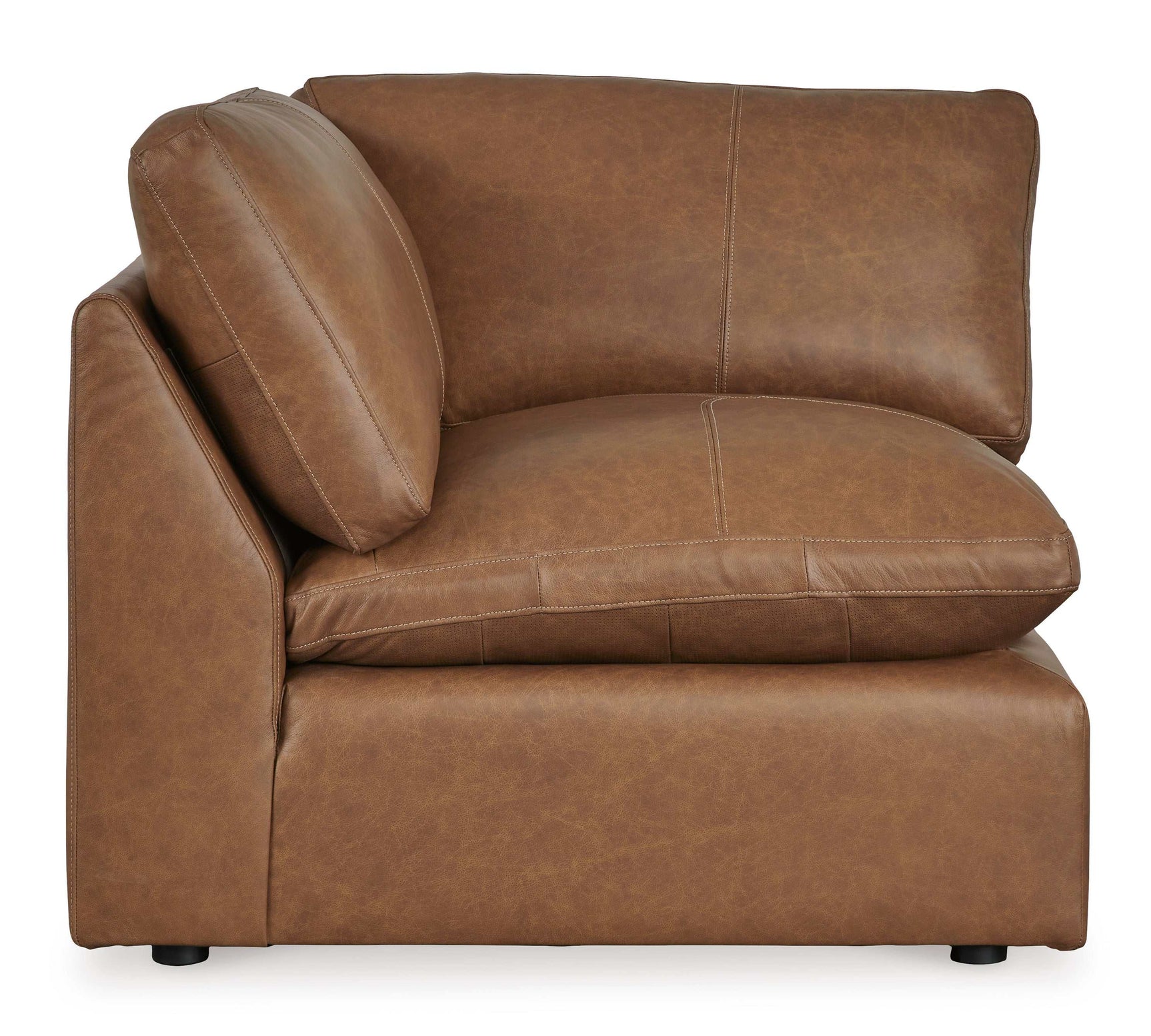 Emilia Caramel Leather 5pc Modular Sectional and Ottoman (Online Special Price) - Ornate Home