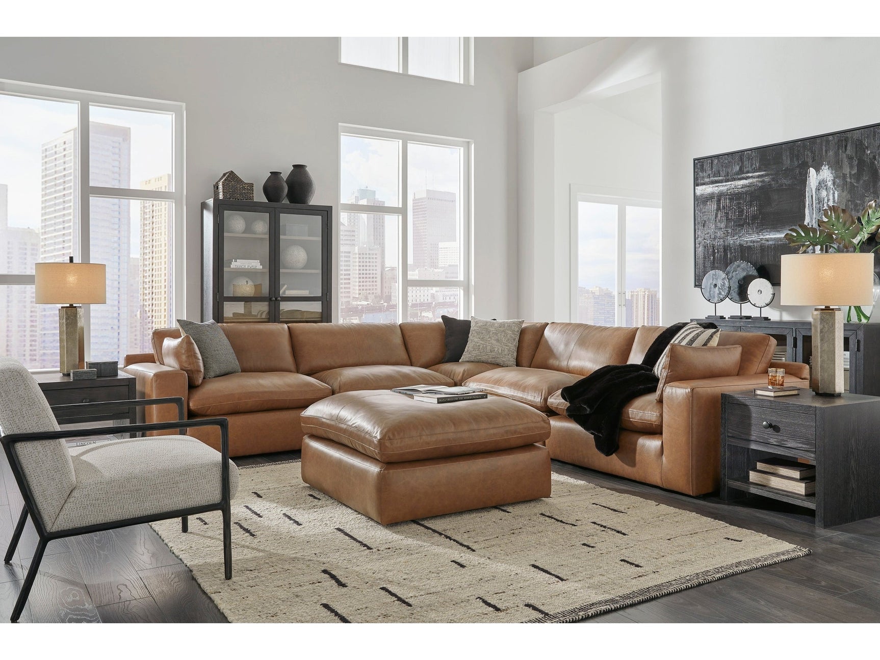 Emilia Caramel Leather Modular Sectional Units (Online Special Price) - Ornate Home