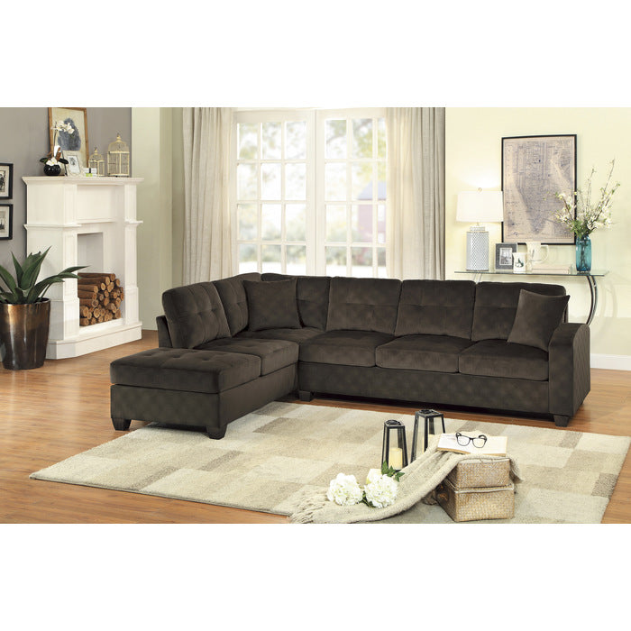 Emilio Chocolate 2-Piece Reversible Sectional Chaise - Ornate Home
