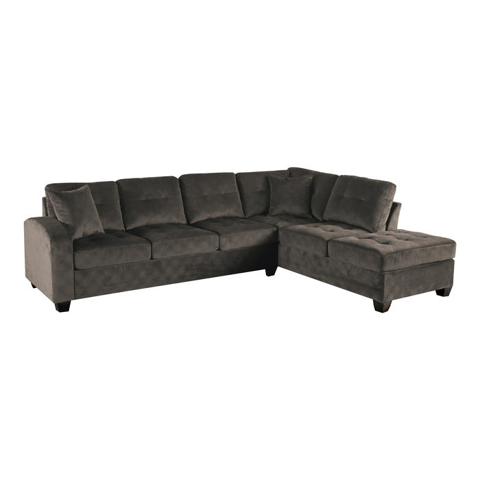 Emilio Chocolate 3-Piece Reversible Sectional Ottoman - Ornate Home