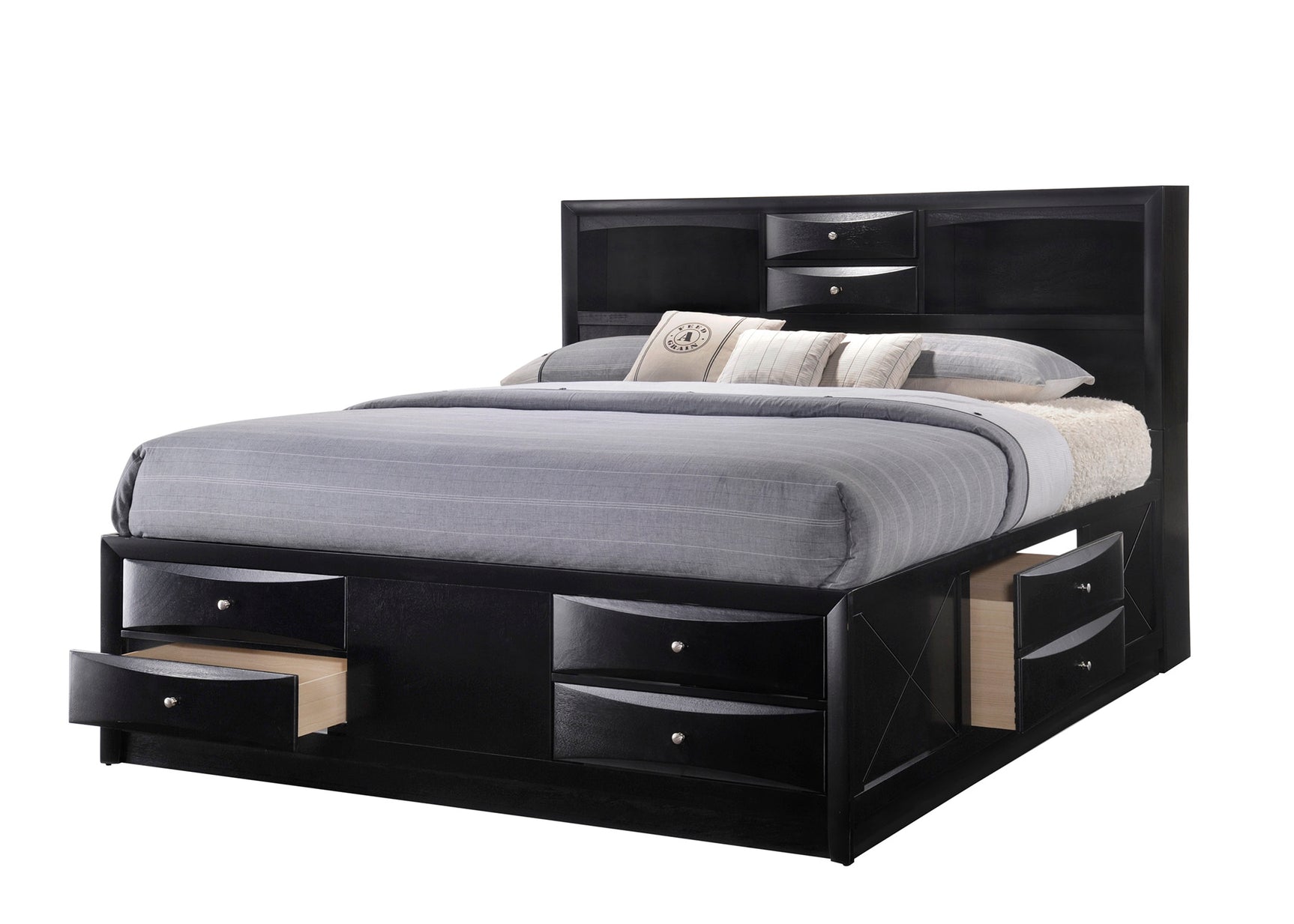 Emily Black Storage Platform Bedroom Set - Ornate Home