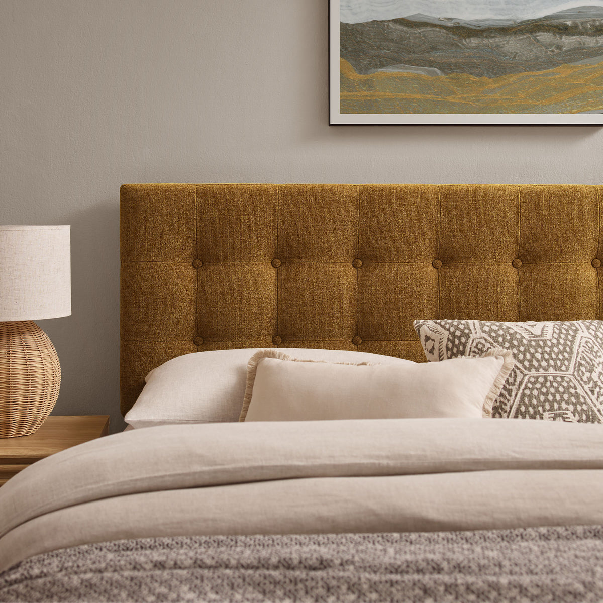 Emily Copper Fabric Upholstered King Size Headboard - Ornate Home