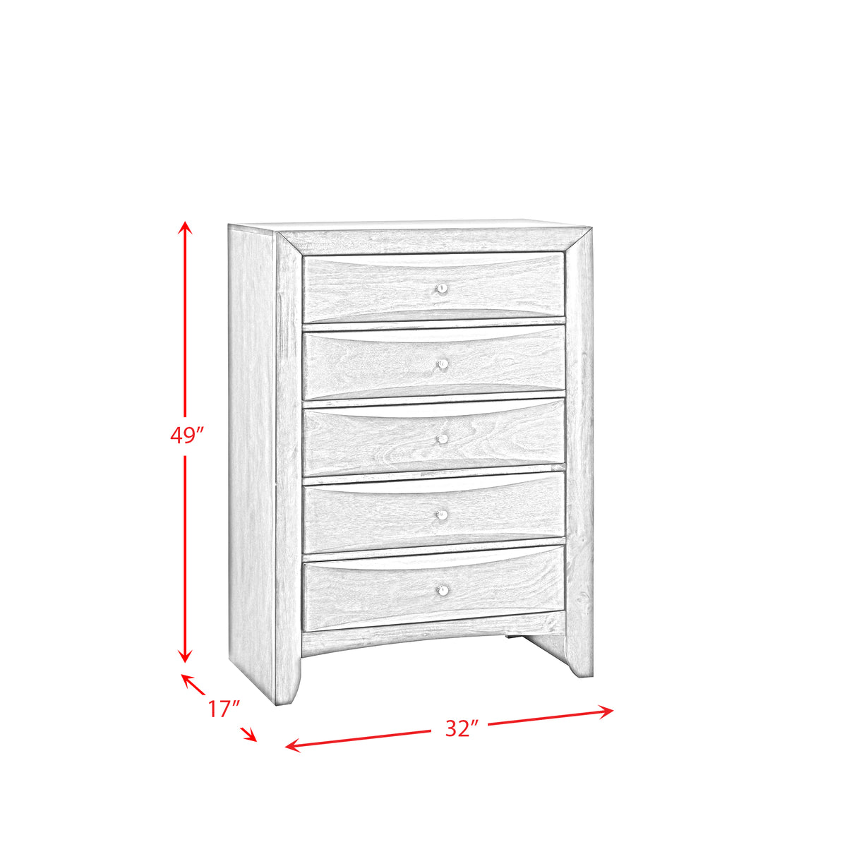 Emily Grey 5-Drawer Chest - Ornate Home