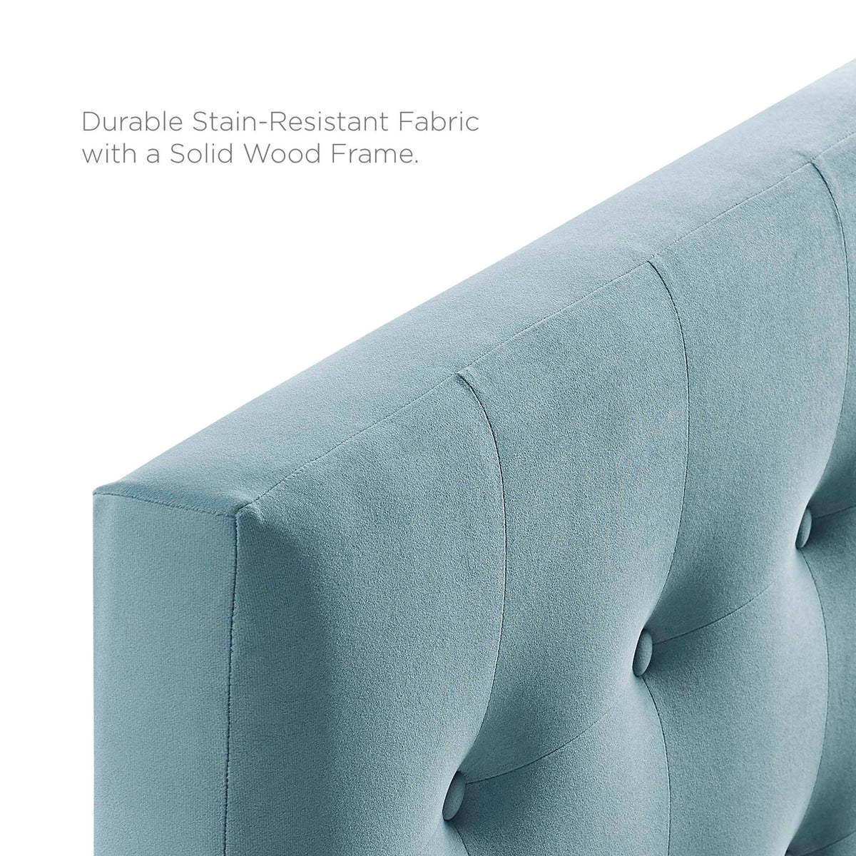 Emily Light Blue Biscuit Tufted Performance Velvet Queen Headboard - Ornate Home