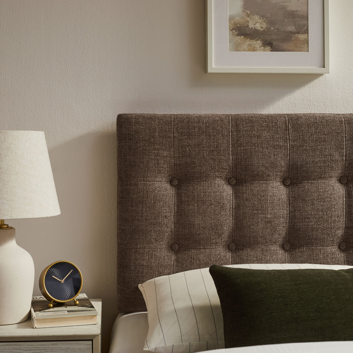 Emily Mocha Fabric Upholstered Twin Size Headboard - Ornate Home