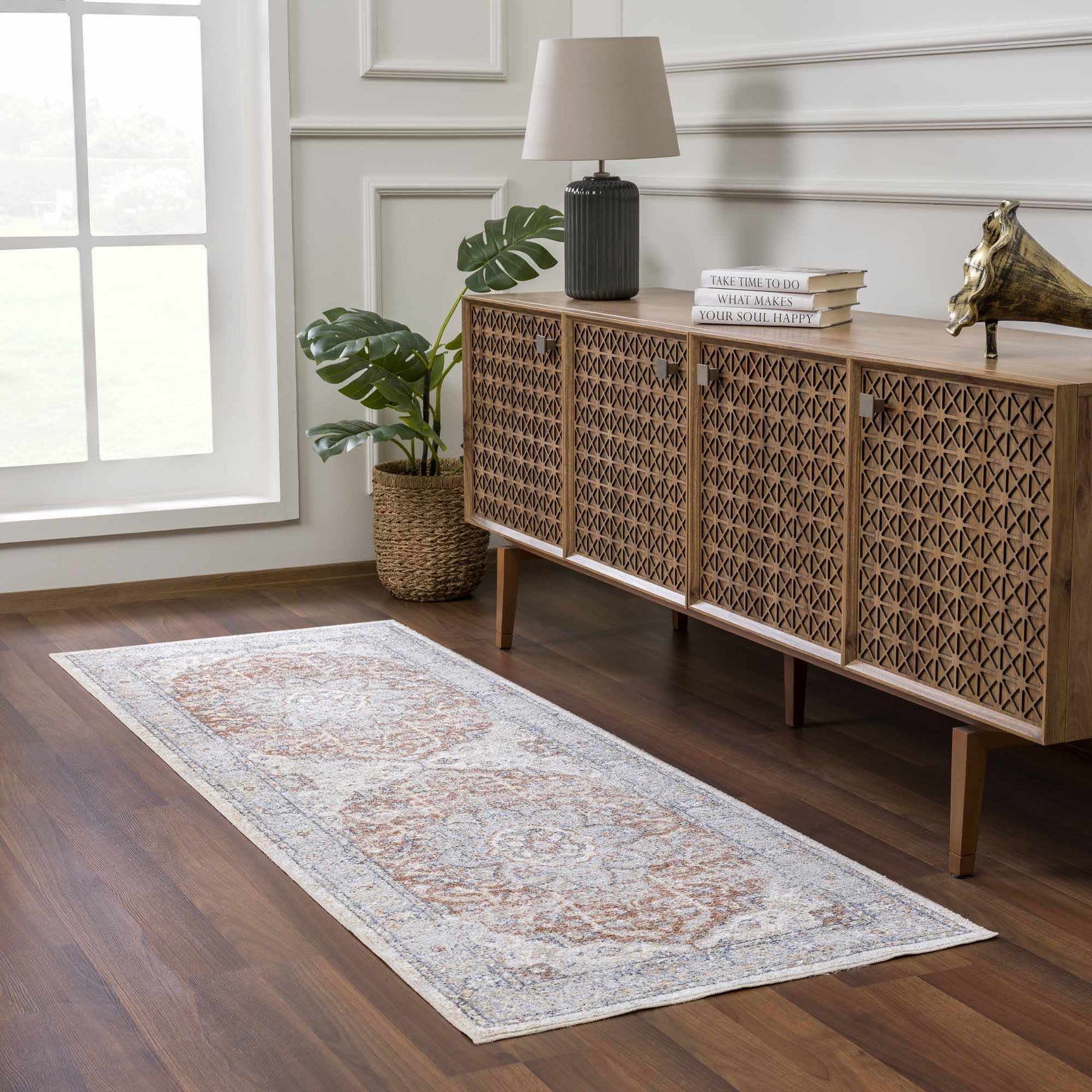 Emke Cream Washable Area Rug - Ornate Home