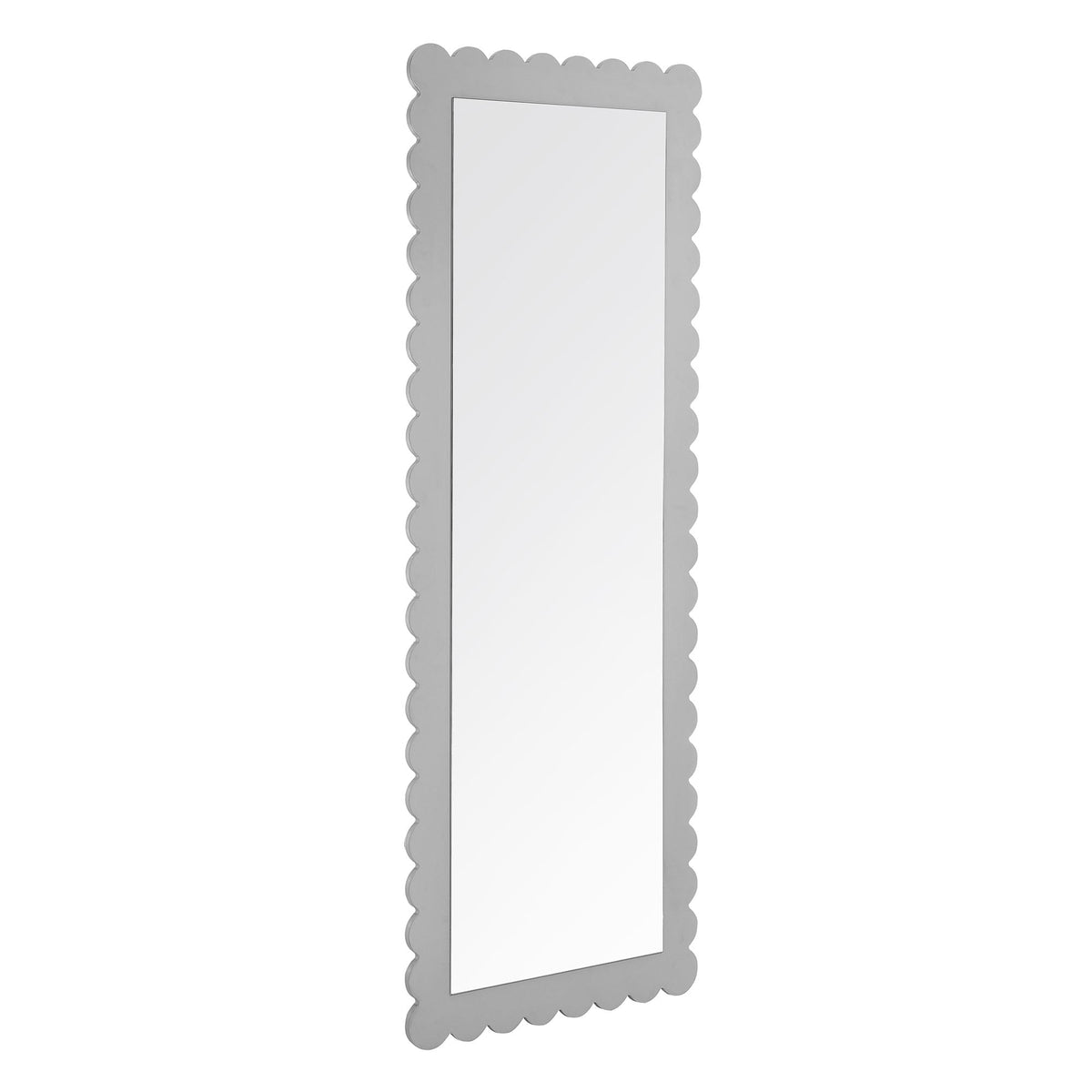 Emmeline Light Gray Scalloped Rectangle Floor Mirror - Ornate Home