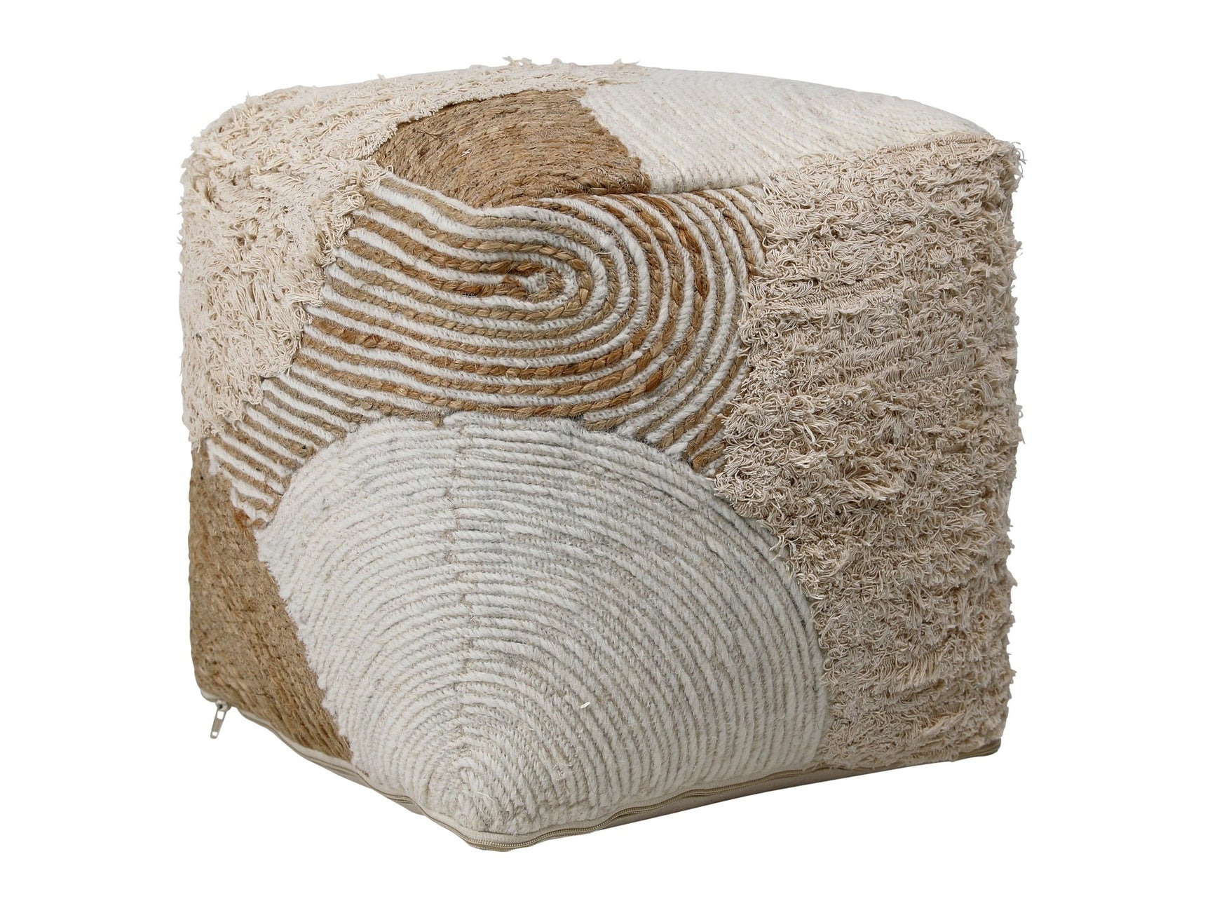 Emmeline Natural/Ivory Pouf - Ornate Home