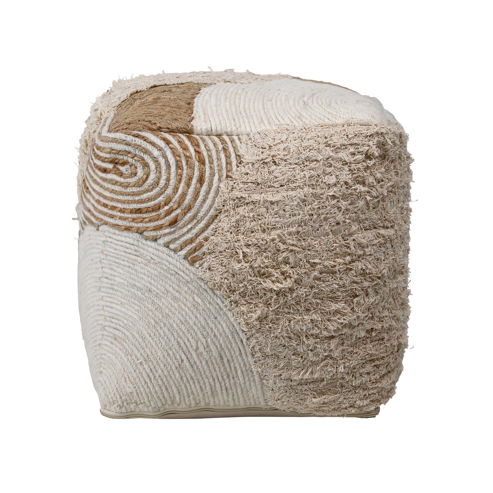Emmeline Natural/Ivory Pouf - Ornate Home
