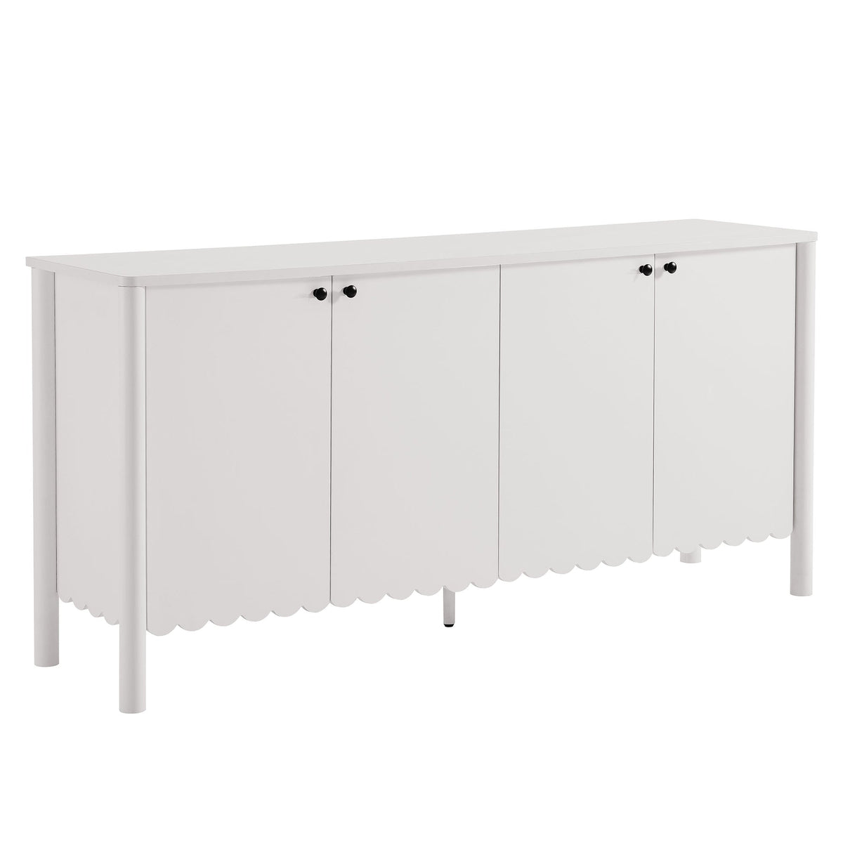 Emmeline White 66" 4-Door Scalloped Sideboard Cabinet - Ornate Home