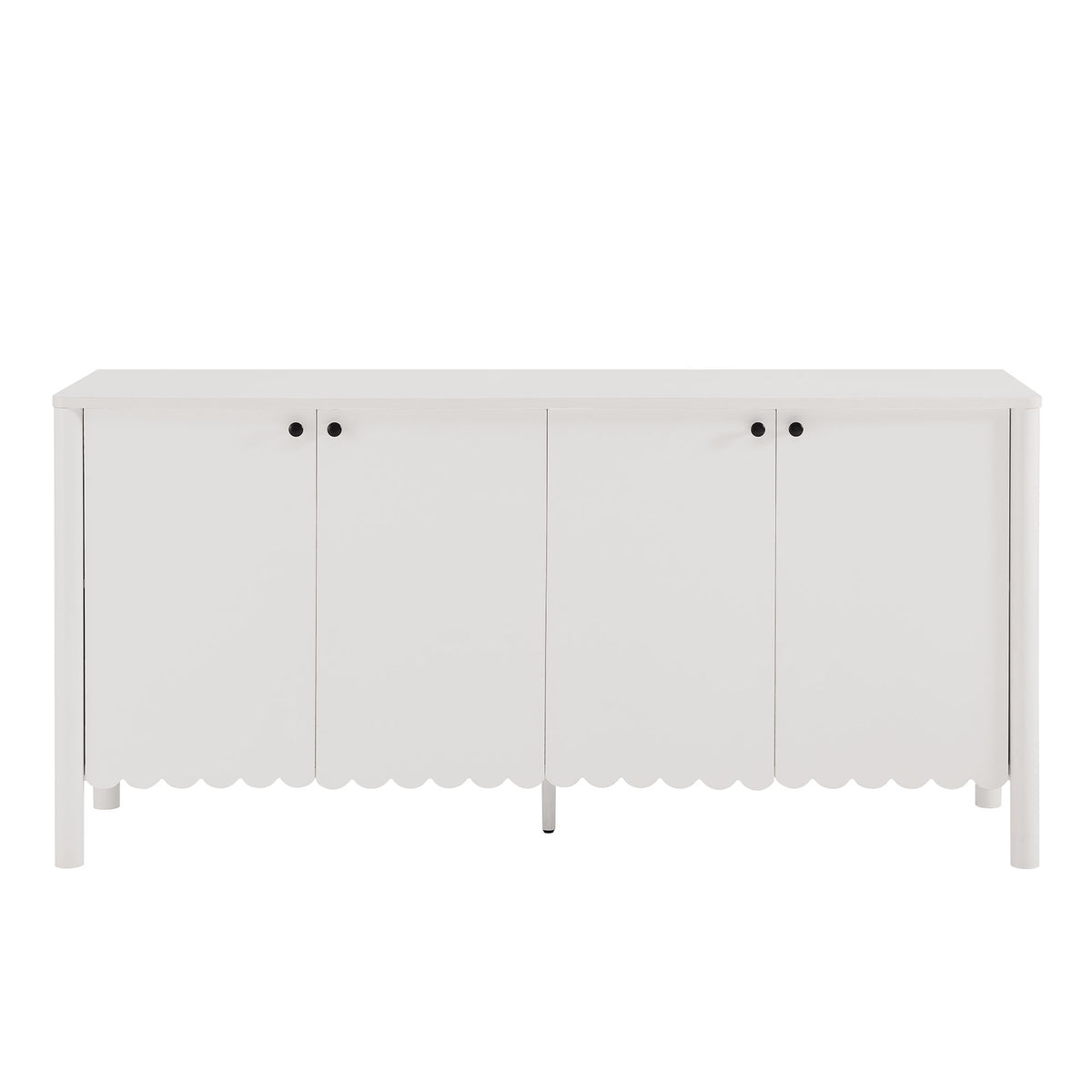 Emmeline White 66" 4-Door Scalloped Sideboard Cabinet - Ornate Home