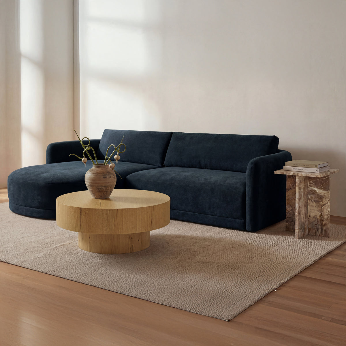 Emmy Dark Blue Left Sectional - Ornate Home