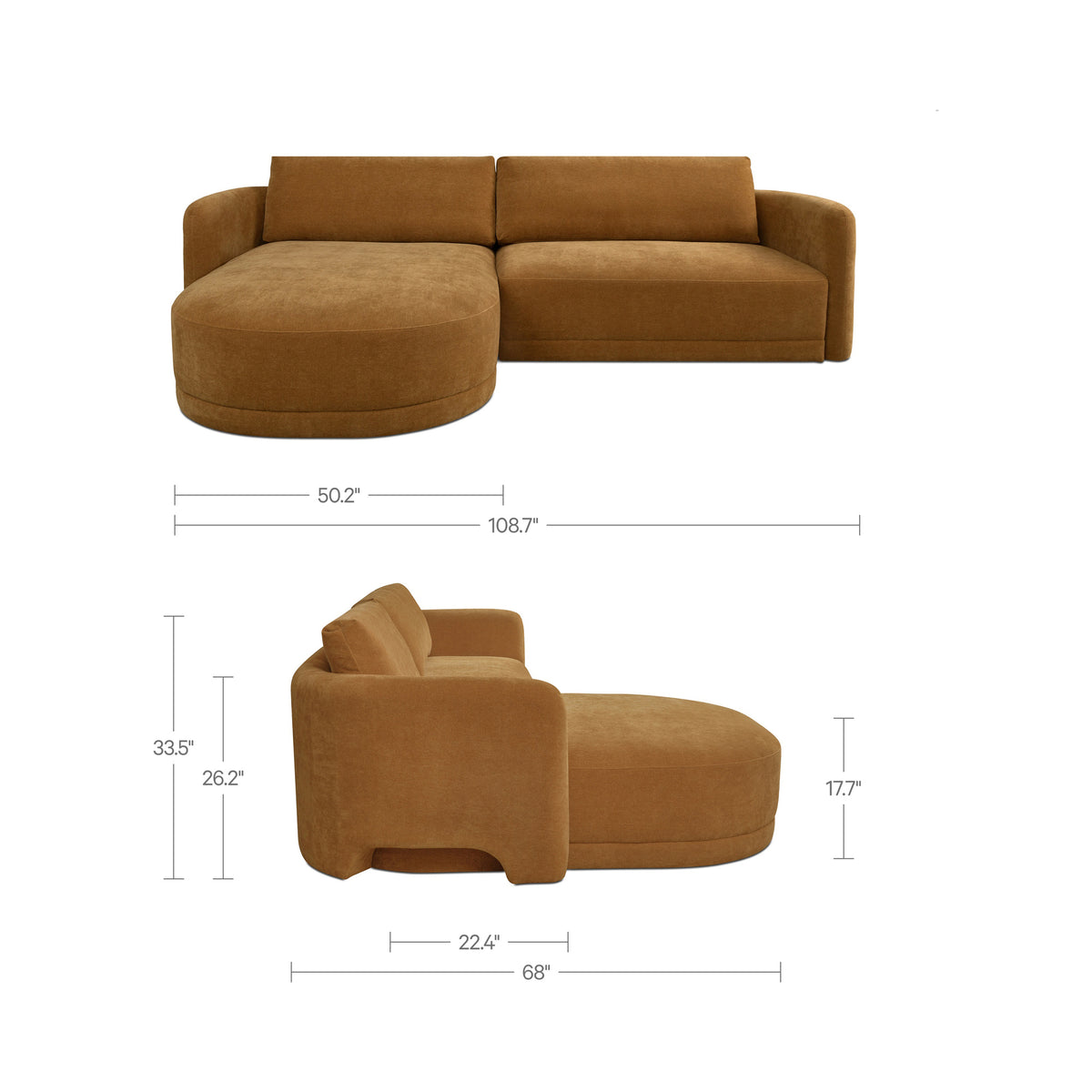 Emmy Ginger Left Sectional - Ornate Home