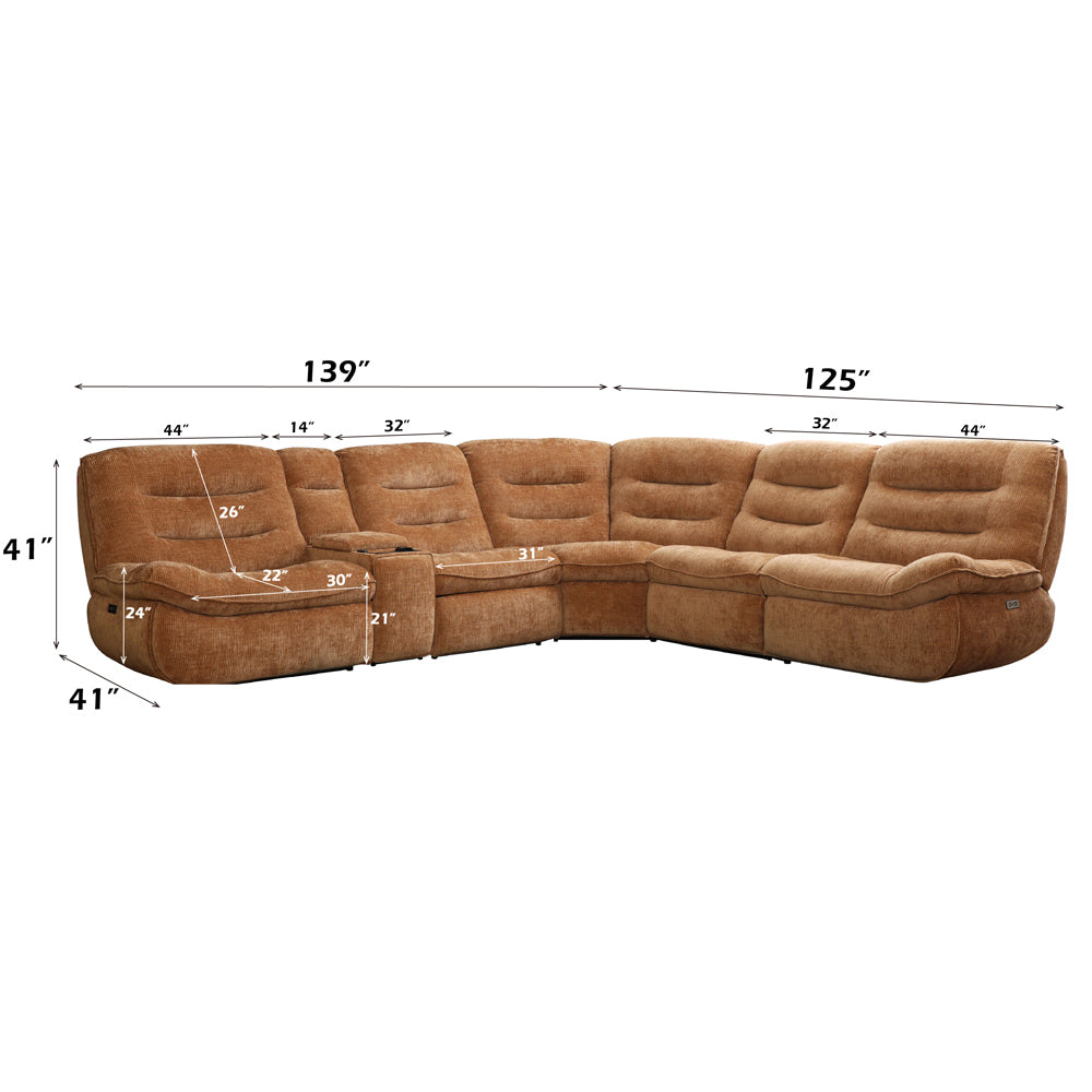 Emmy Orange Chenille Power Motion Sectional Sofa - Ornate Home