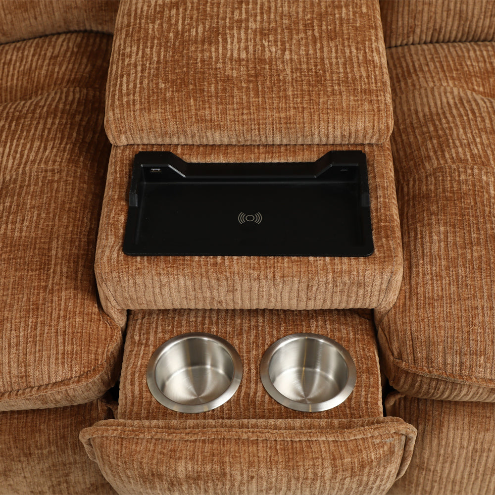 Emmy Orange Chenille Power Motion Sectional Sofa - Ornate Home