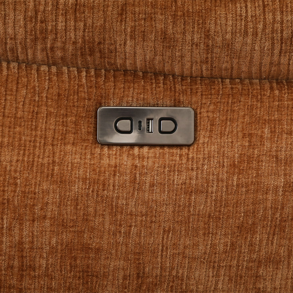 Emmy Orange Chenille Power Motion Sectional Sofa - Ornate Home