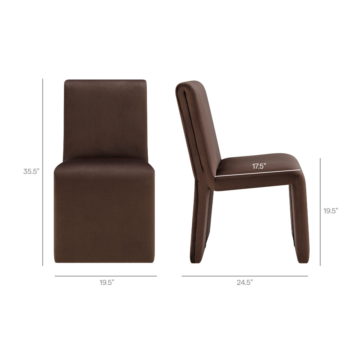 Emory Chocolate Brown Performance Velvet Dining Side Chair (Set of 2) - Ornate Home