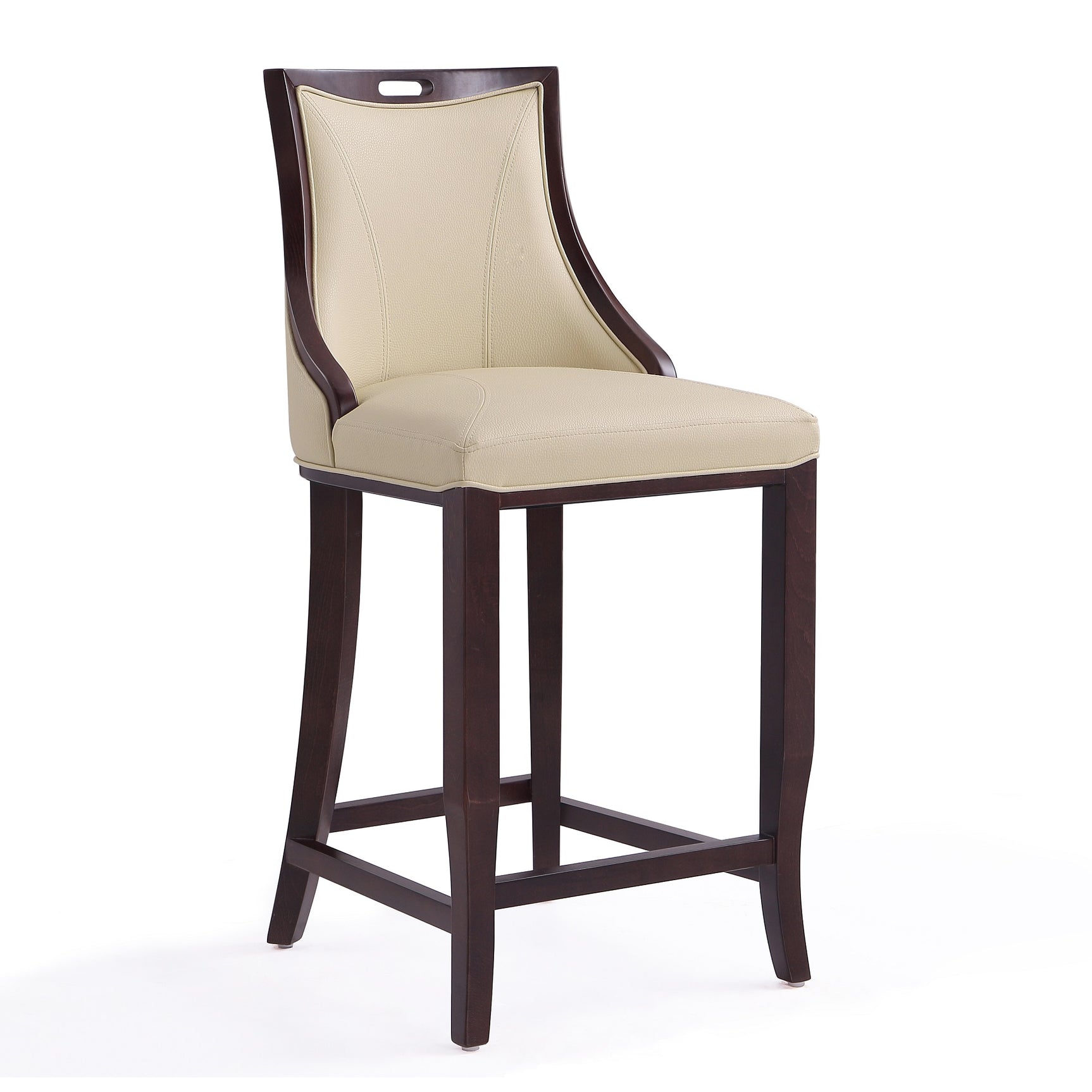 Emperor Bar Stool in Cream and Walnut (set of 3) - Ornate Home
