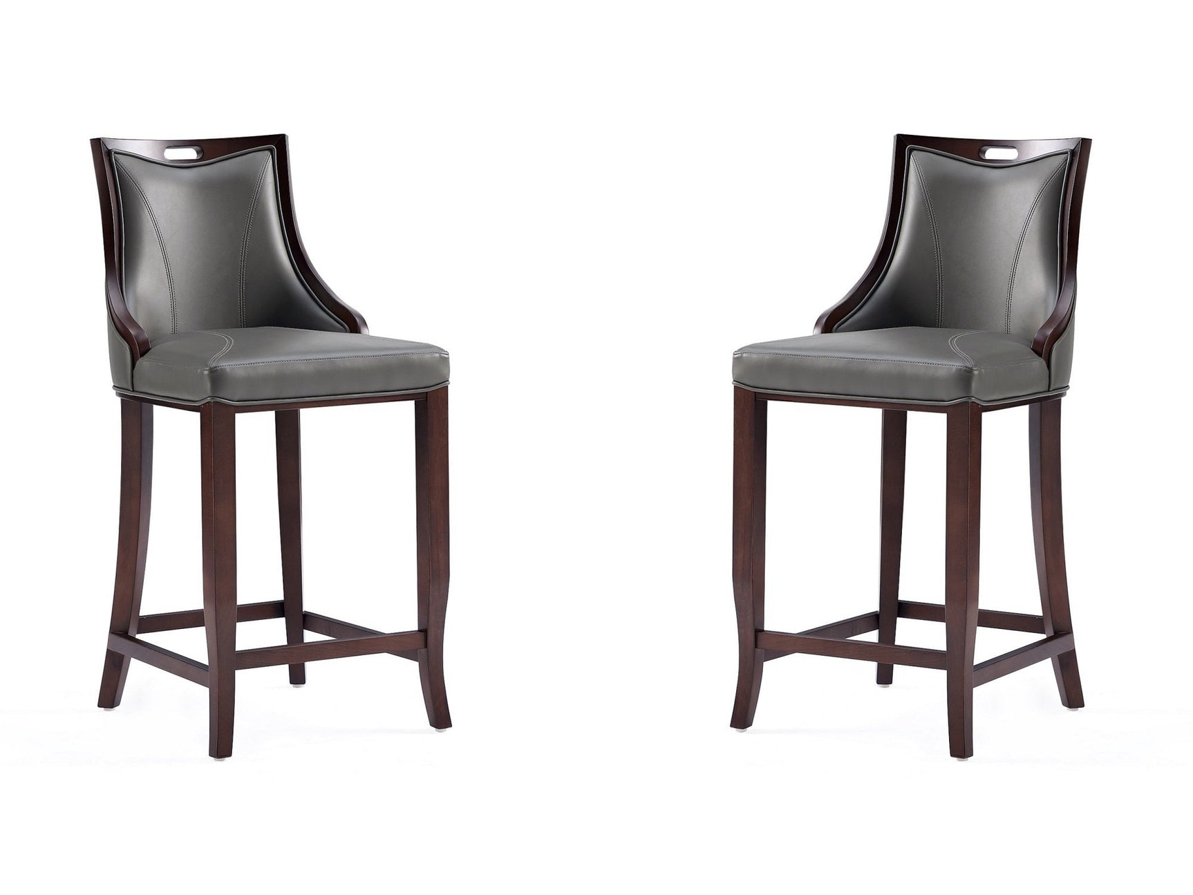 Emperor Faux Leather Barstool in Pebble Grey (set of 2) - Ornate Home