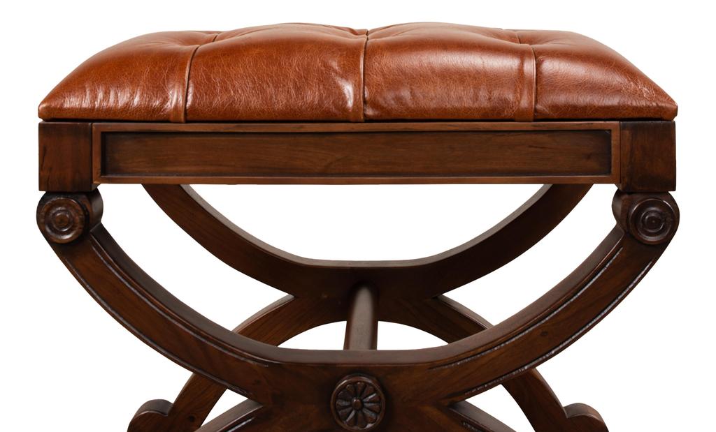 Empire Brown Stool With Leather - Ornate Home