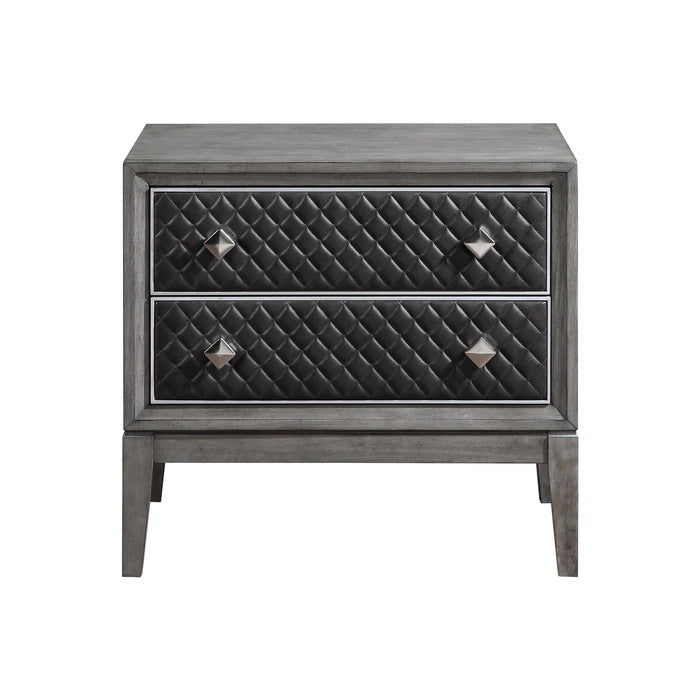 End Wire-Brushed Gray Nightstand - Ornate Home